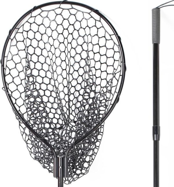 High Strength Large Landing Net - Fishing Net with Telescoping Handle and Soft Rubber Netting, Kayak/Fly Fishing Net - Length: 60″, Depth: 19.5″, Hoop: 23″ x 18″, Suitable for 1 & 2 Handed Use - Image 5