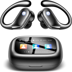 Wireless Earbuds, Sports Bluetooth 5.4 Headphones, Ear Buds with ENC Noise Canceling Mic, 80Hr Playtime Earphones, Palm-Sized, LED Power Display, IPX7 Waterproof Headset for Workout Running, Black