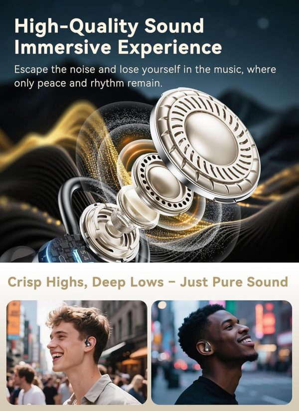 Wireless Earbuds, Sports Bluetooth 5.4 Headphones, Ear Buds with ENC Noise Canceling Mic, 80Hr Playtime Earphones, Palm-Sized, LED Power Display, IPX7 Waterproof Headset for Workout Running, Black - Image 5