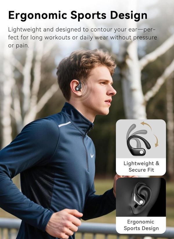 Wireless Earbuds, Sports Bluetooth 5.4 Headphones, Ear Buds with ENC Noise Canceling Mic, 80Hr Playtime Earphones, Palm-Sized, LED Power Display, IPX7 Waterproof Headset for Workout Running, Black - Image 7